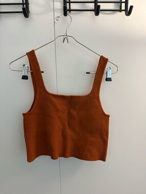H&M Ribbed Square-Cut Tank Top - Rust